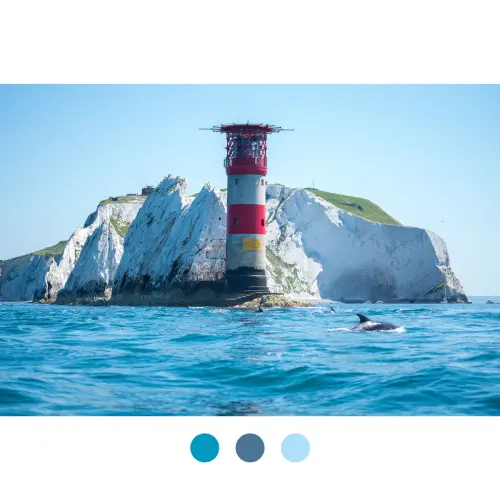 The Needles Lighthouse - red lighthouse - red funnel - - Isle of Wight- photography - photographic - prints - sunset photos - drone photos -aerial shots